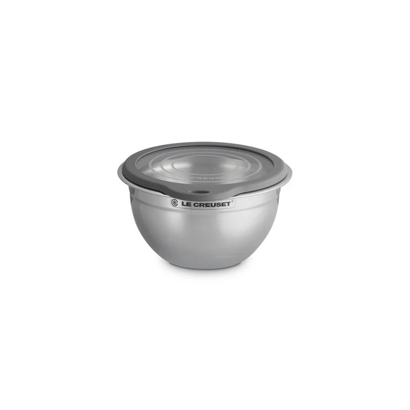 Acciaio Inox Ciotola per Impasto In Acciaio Inox Con Coperchio in Vetro e Bordo In Silicone