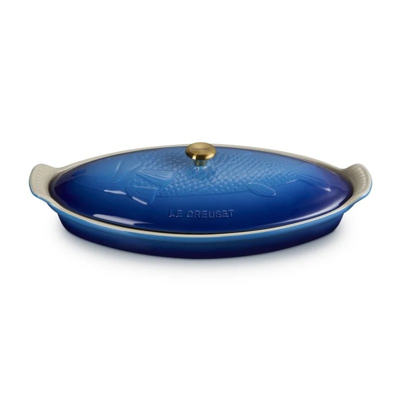 34 cm - Tradition Pesciera Ovale Con Coperchio In Gres Vetrificato