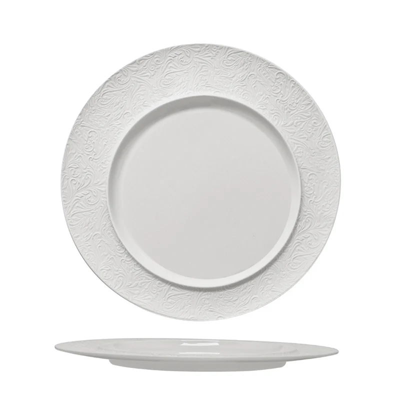 29 cm - Damasco Piatto Presentazione Gourmet In Porcellana Set 4 Pz