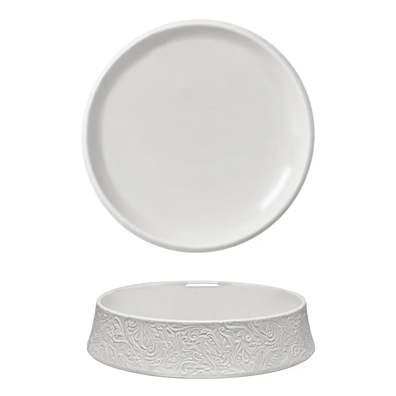 23.4 cm - Damasco Piatto Piano Gourmet Rialzato In Porcellana Set 2 Pz