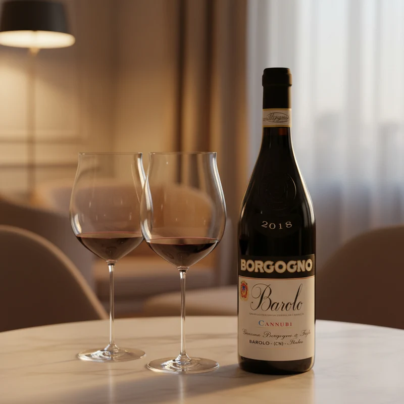 Cannubi Barolo DOCG 2018 Borgogno + Calice Degustazione Burgundy Superleggero 1 L