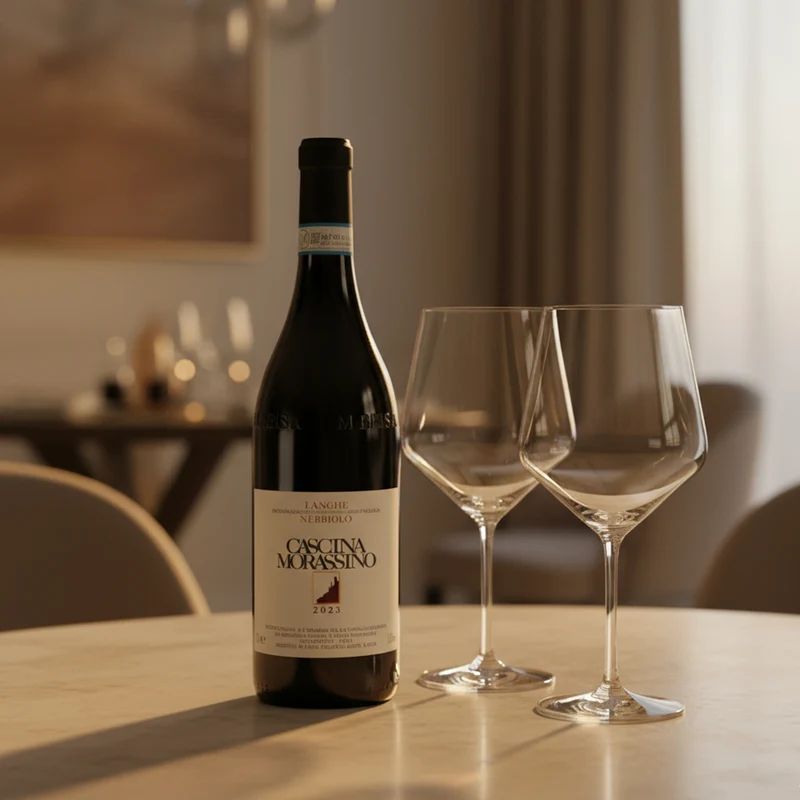 Nebbiolo Langhe DOC 2023 Cascina Morassino + 6 Calici Burgundy Harmony 72,4 cl