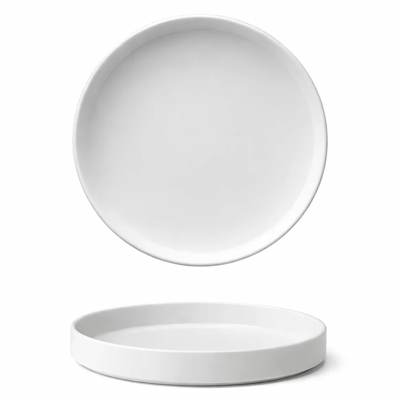 28 cm - Scandia Piatto Piano Impilabile Bordo Alto In Porcellana New Bone China Set 3 Pz