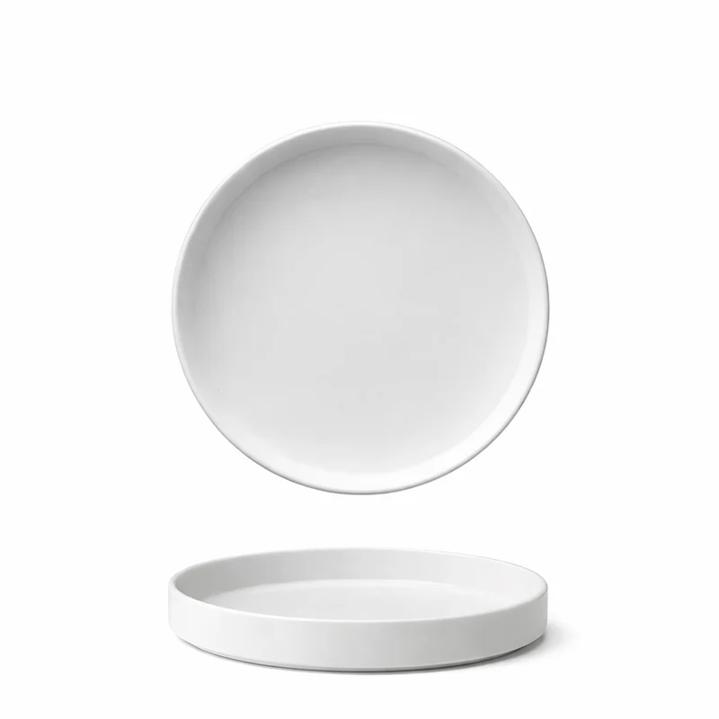 20 cm - Scandia Piatto Piano Impilabile Bordo Alto In Porcellana New Bone China Set 6 Pz