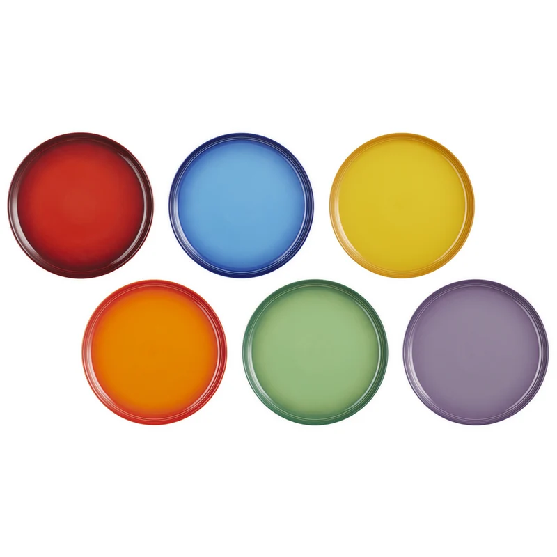 22 cm - Rainbow Coupe Piatto Frutta Colori Assortiti In Gres Vetrificato Set 6 Pz