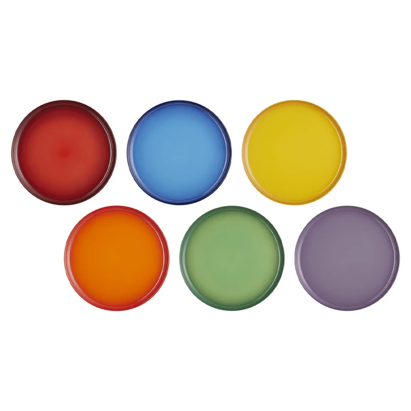 27 cm - Rainbow Coupe Piatto Piano Colori Assortiti In Gres Vetrificato Set 6 Pz
