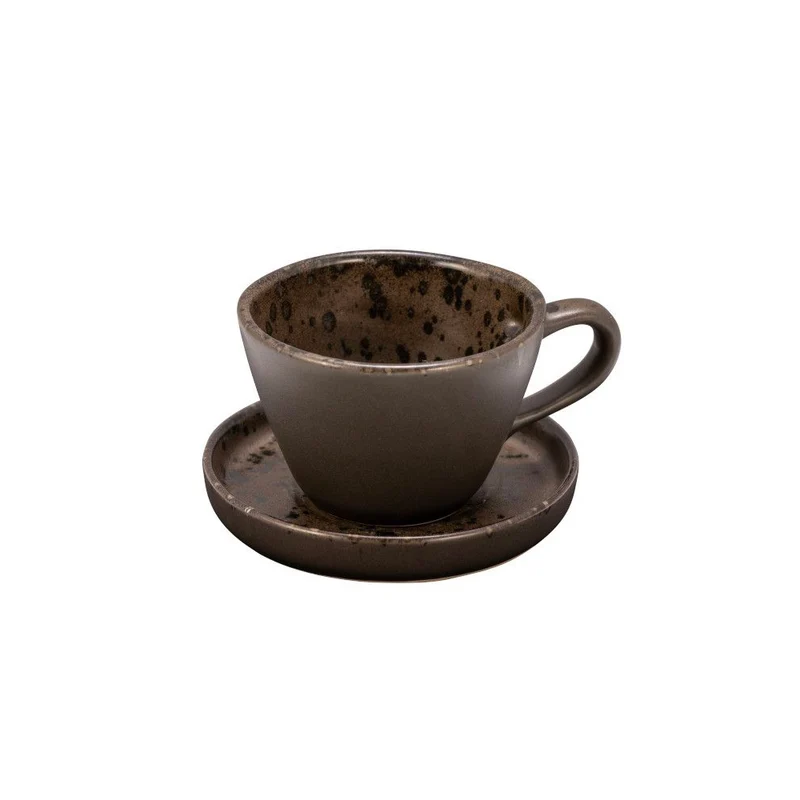 23 cl - Phobos Tazza Cappuccino Con Piattino In Stoneware Set 6 Pz