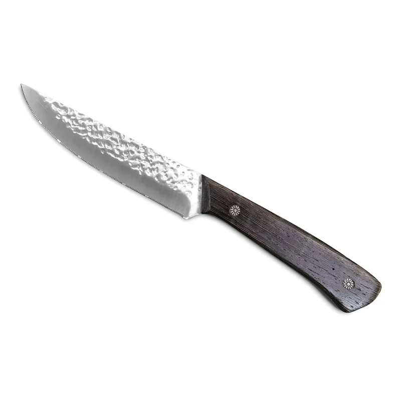 23.5 cm - Chuleteros HQ Kamet Coltello Bistecca Martellato In Acciaio Inox Con Manico Legno Set 6 Pz