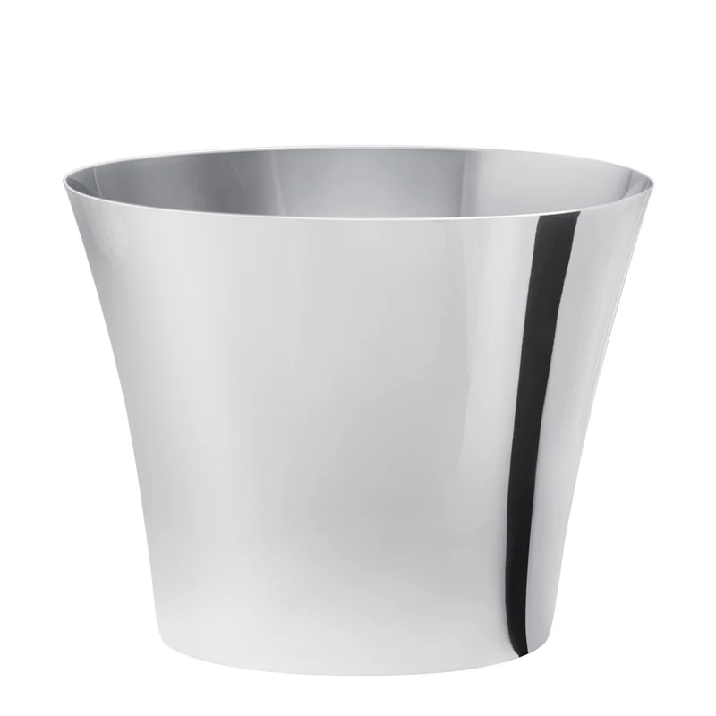 Ø 27 x H.21.5 - Modern Secchiello Portabottiglie Ovale In Acciaio Inox 18-10