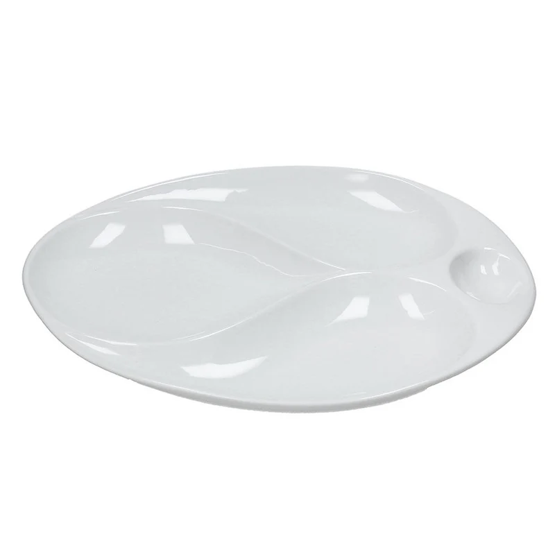 34.5 x 29 cm - Gourmet Piatto Presentazione 4 Scomparti In Porcellana Set 2 Pz