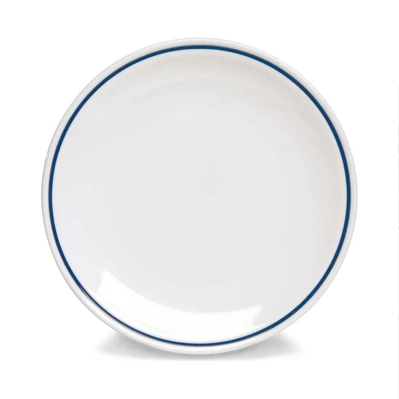 28 cm - AZ Piatto Piano Rotondo In Porcellana Bianca con filo blu Set 6 Pz