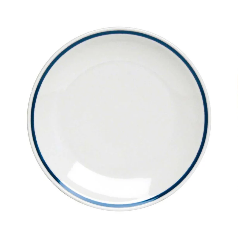 20 cm - AZ Piatto Dessert In Porcellana Bianca con filo blu Set 12 Pz
