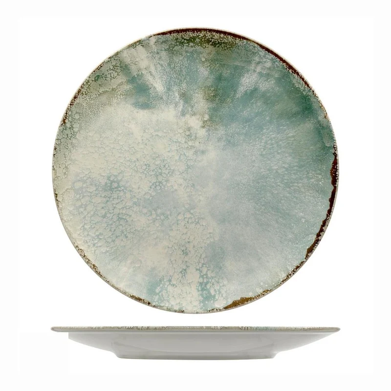 32 cm - Matcha Piatto Piano Coupe Decorato In Gres porcellanato Set 4 Pz