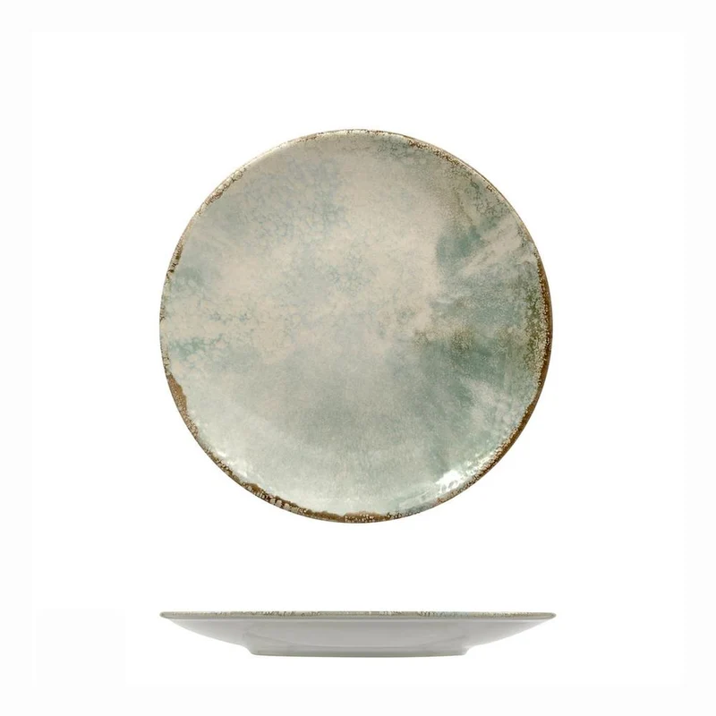 Matcha Piatto Piano Coupe Decorato In Gres porcellanato Set 6 Pz