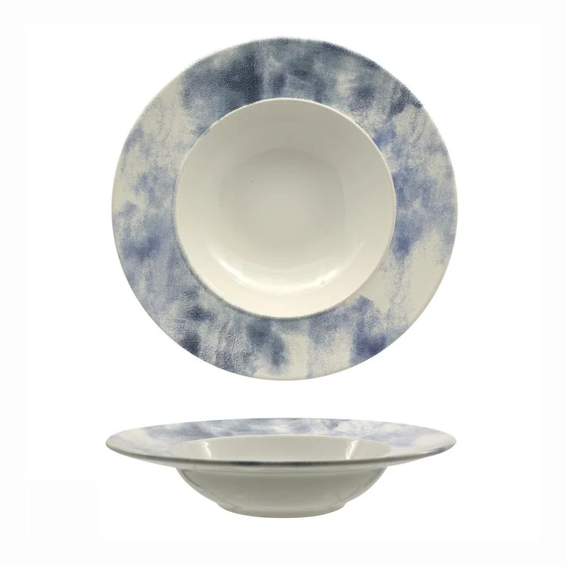 17 cm - Estoril Piatto Fondo Pasta Bowl Decorato In Gres porcellanato Set 4 Pz