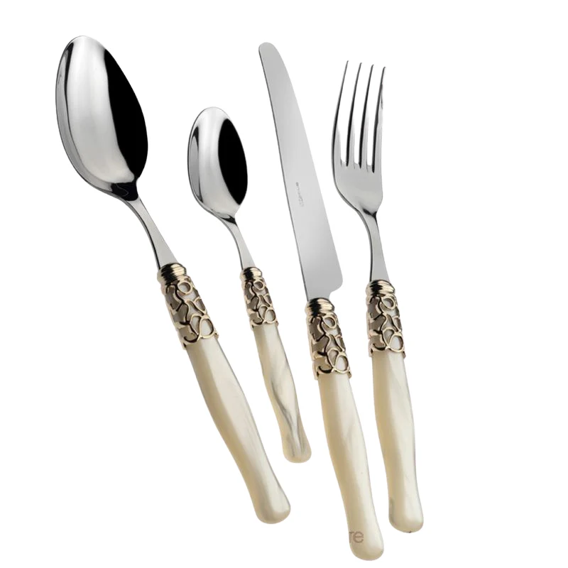 Selene Servizio Posate Ghiera Dorata Acciaio Inox - Set 24 Pz