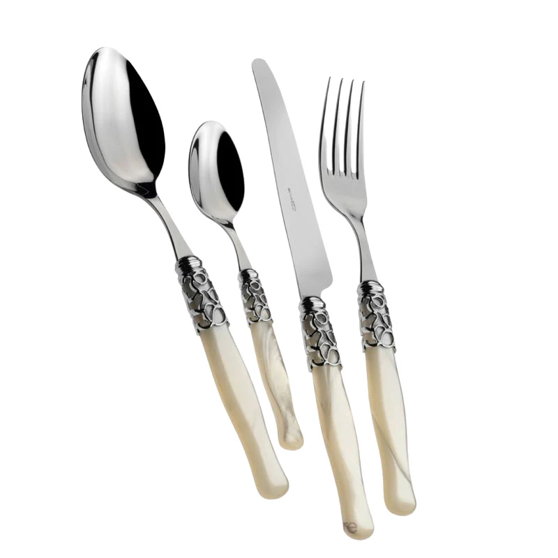 Selene Servizio Posate Ghiera Cromata Acciaio Inox - Set 24 Pz