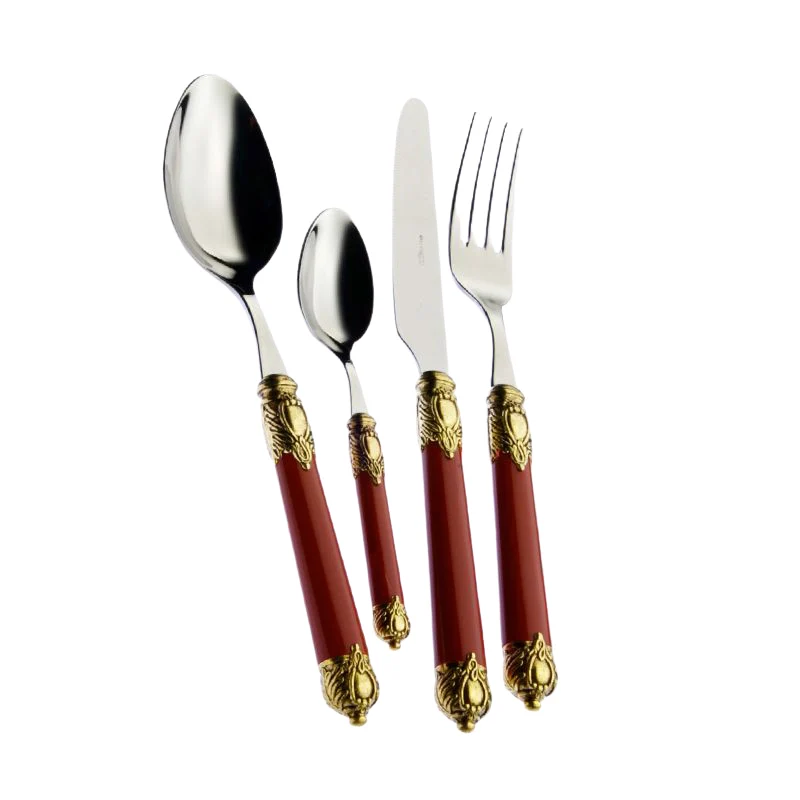 Rinascimento Servizio Posate Ghiera Dorata Acciaio Inox e ABS - Set 24 Pz