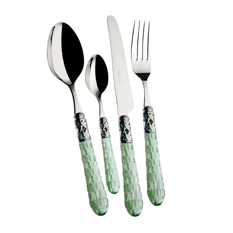Bohemia Servizio Posate Ghiera Cromata Acciaio Inox - Set 24 Pz