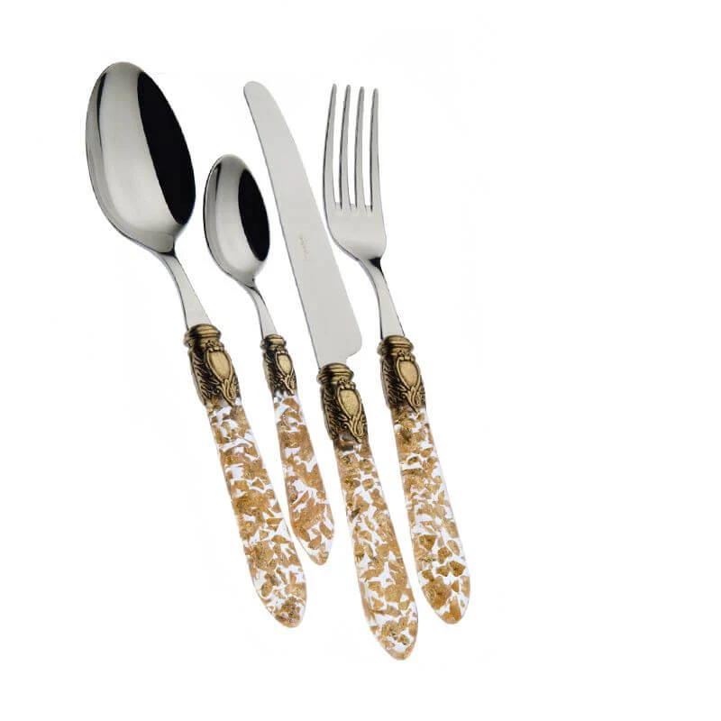 Oxford Servizio Posate Ghiera Dorata Acciaio Inox - Set 24 Pz