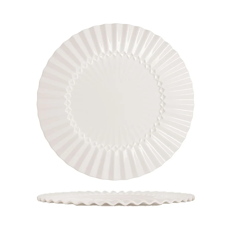 33.2 cm - Magnesium Stripes Piatto Presentazione In Porcellana Set 2 Pz