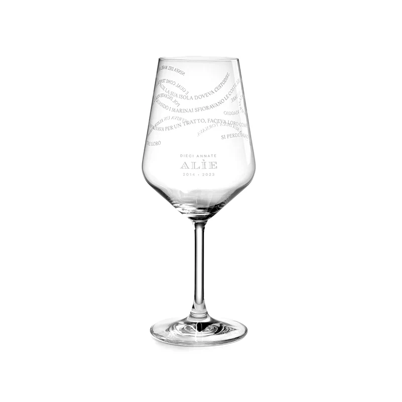 53 cl - Alie 10 Annate Calice Vino In Vetro Serigrafato Set 6 Pz