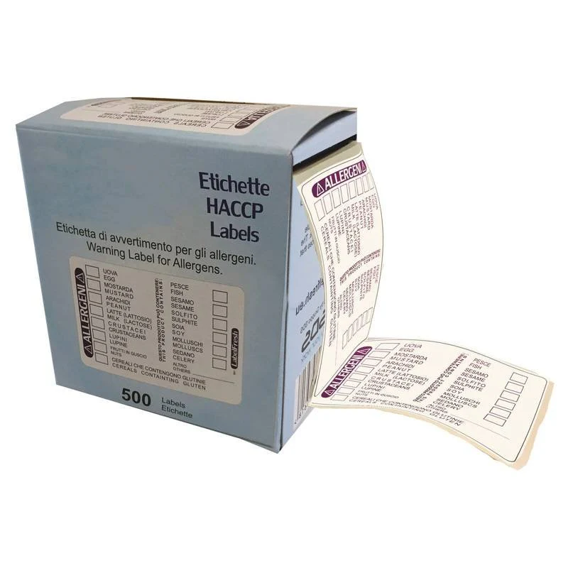 Etichetta Adesiva Per Allergeni Rotolo - Set 500 Pz