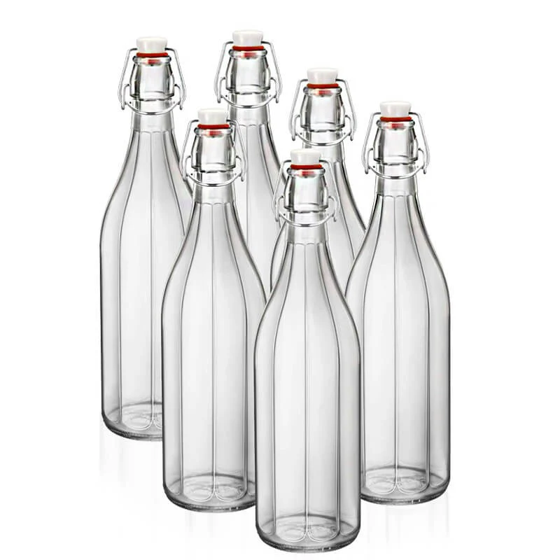 1 Litro - Oxford Bottiglia Con Tappo Ermetico In Vetro - Set 6 Pz