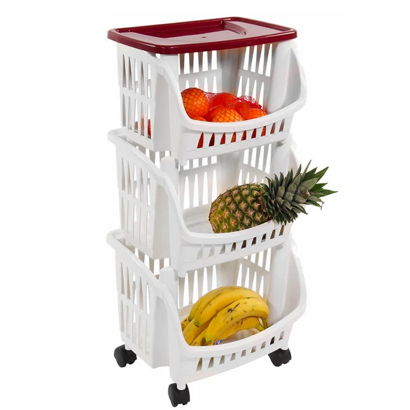 Tidy Carrello Portaoggetti Con Ruote e Vassoio In Plastica - Set 3 Pz