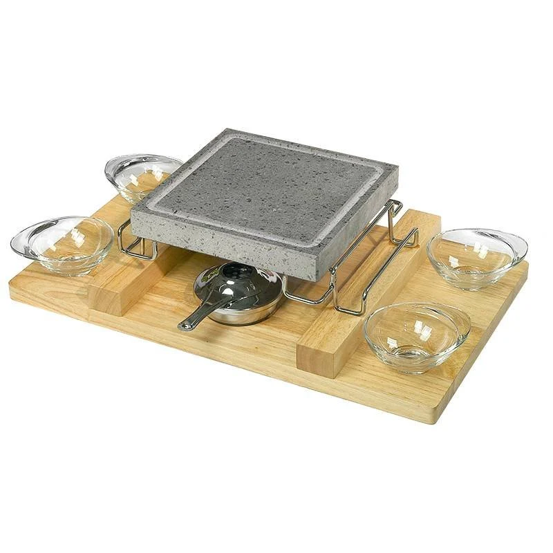 21 cm Convivio Pietra Lavica Quadrata Con Supporto E Vassoio