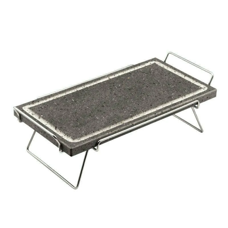 19x37 cm - Invito Pietra Lavica Rettangolare In Acciaio Con Supporto Ripiegabile