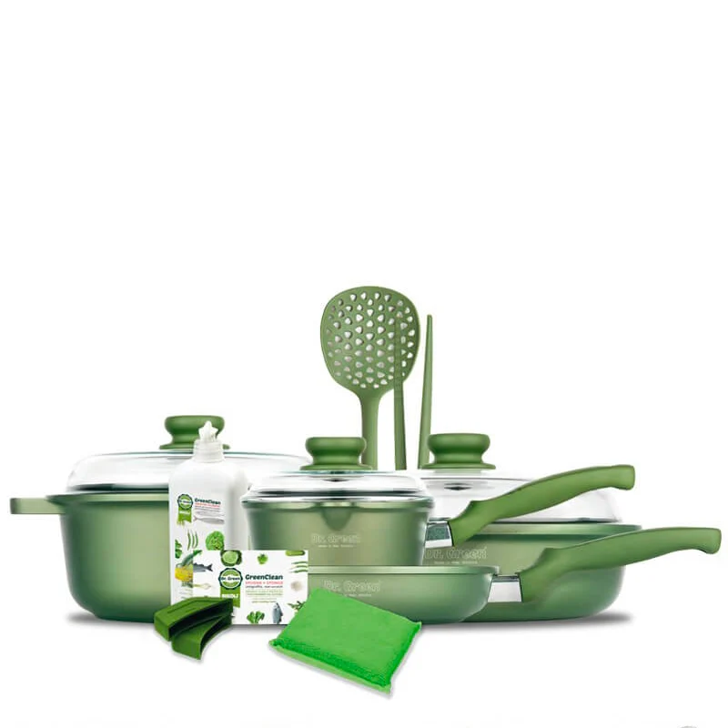 Dr.Green Stone Set Pentole Antiaderenti In Alluminio - Set 14 Pz