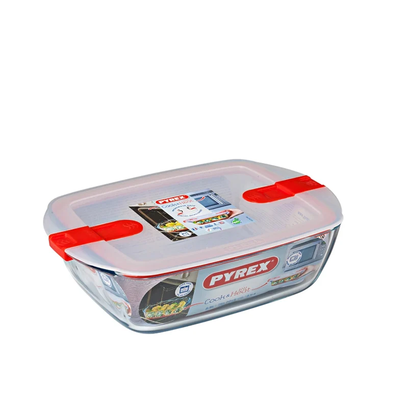 Cook & Heat Contenitore Per Alimenti Rettangolare In Vetro Borosilicato Con Coperchio con valvola a vapore
