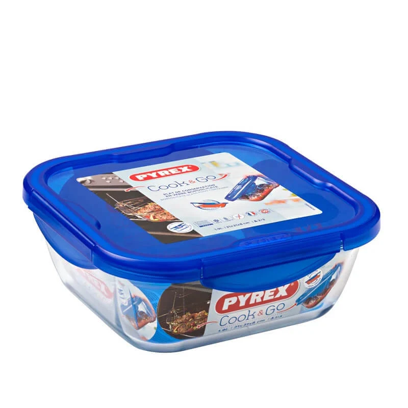 Cook & Go Contenitore Per Alimenti Ermetico Quadrato In Vetro Borosilicato