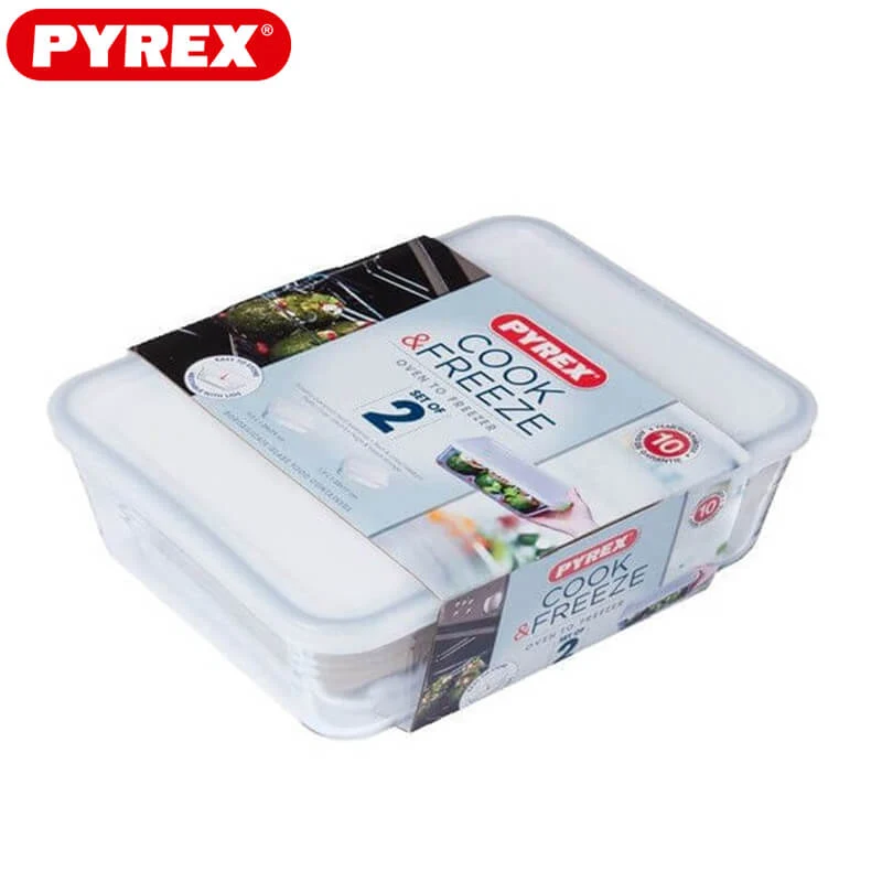 Cook & Freeze Contenitore Per Alimenti Rettangolare In Vetro Borosilicato - Set 2 Pz