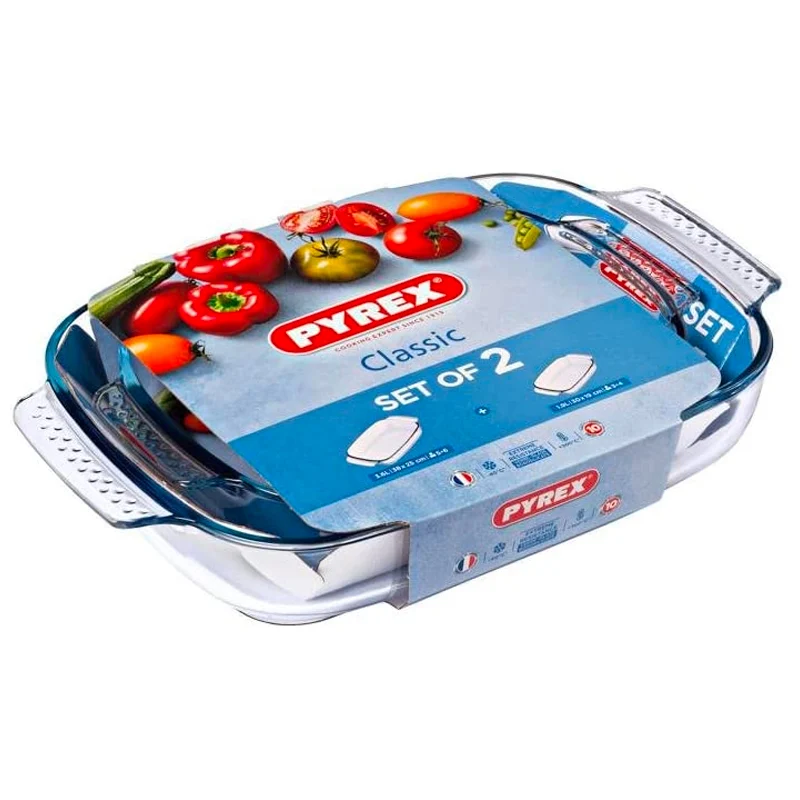 Classic Pirofila Rettangolare In Vetro Borosilicato - Set 2 Pz