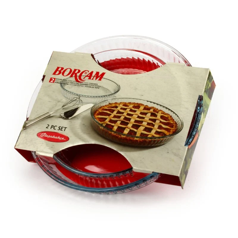 Borcam Set Tortiere Rotonde In Vetro Borosilicato - Set 2 Pz