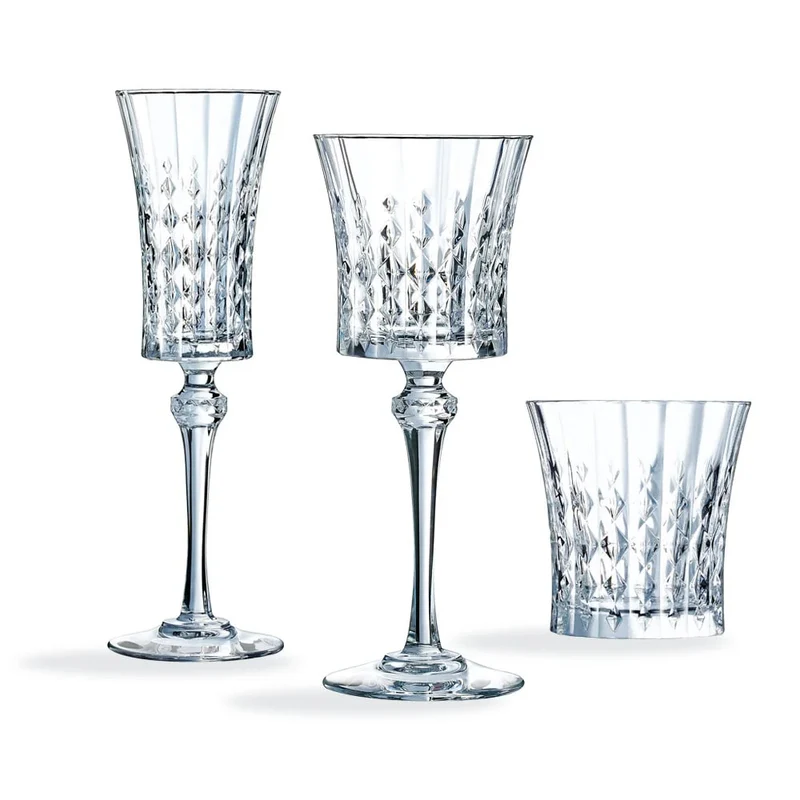Lady Diamond Set Calici e Bicchieri In Vetro Cristallino Set 18 Pz