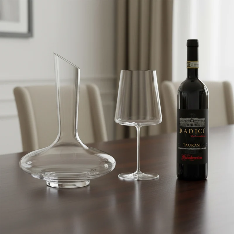 Set Calice Vino Rosso + Taurasi DOCG 2018 + Decanter in Vetro
