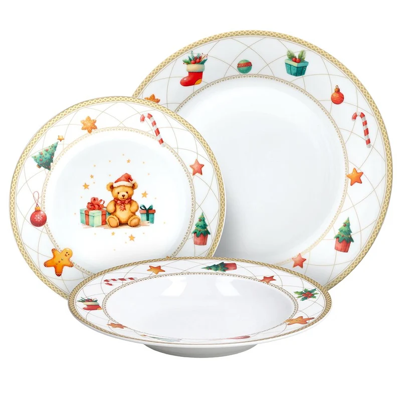 Olimpia Christmas Fairy Tale Servizio Tavola Decoro Natalizio In Porcellana Set 18 Pz