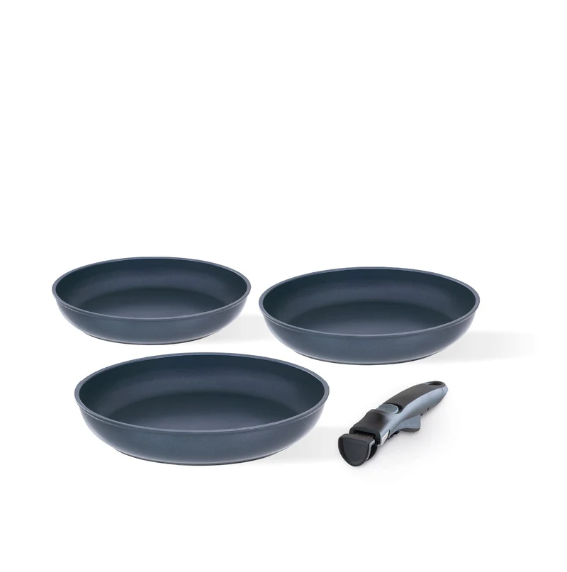 Tris ceramico - set 3 padelle cm 20/24/28 + manico staccabile