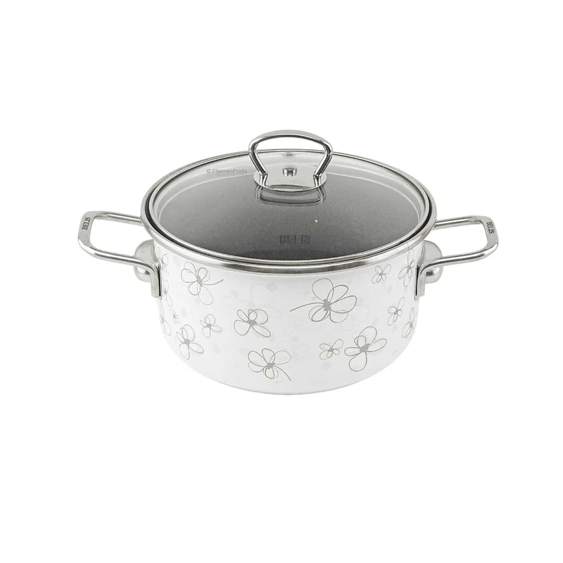 BELIS Stahl-Emaille Kochtopf PREMIUM 18 cm WEISS