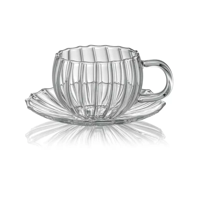 IVV "Sahara" set 2 tazzine caffé con piattino in vetro borosilicato