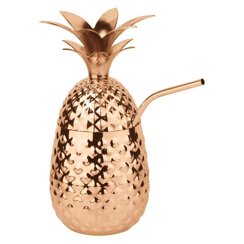 50 cl - Pineapple Bicchiere Cocktail Con Cannuccia In Acciaio Inox