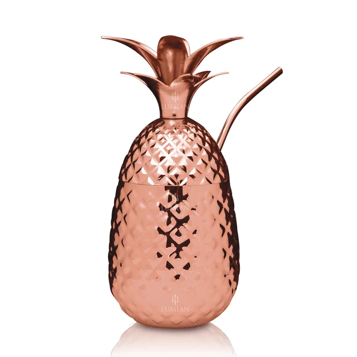 50 cl - Pineapple Bicchiere Cocktail Con Cannuccia In Acciaio Inox