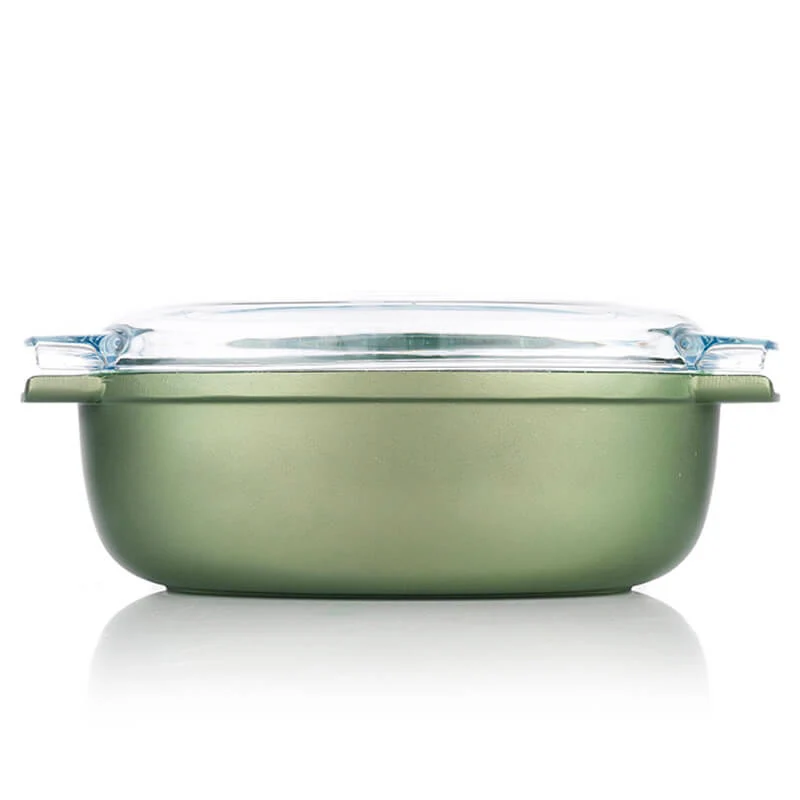 36x24 cm - Dr.Green Stone Rostiera Ovale Antiaderente In Alluminio Con Coperchio In Vetro