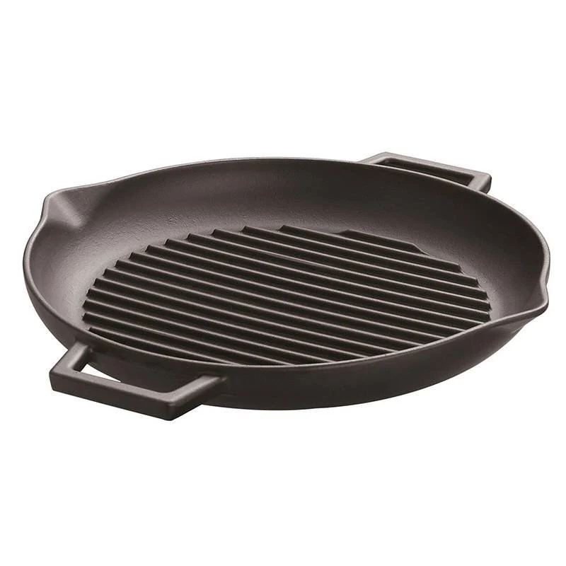 30 cm - Bistecchiera Grill Rotonda In Ghisa Smaltata