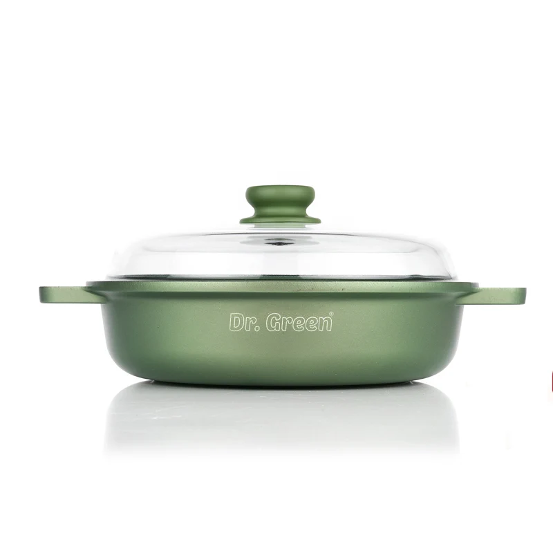 28 cm - Dr.Green Stone Extra Induction Tegame Antiaderente In Alluminio Con Coperchio