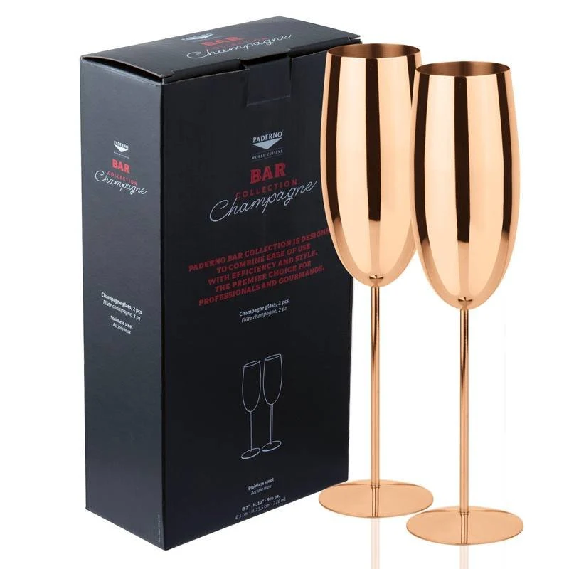 27.5 cl - Calici Flute In Acciaio Inox Set 2 Pz