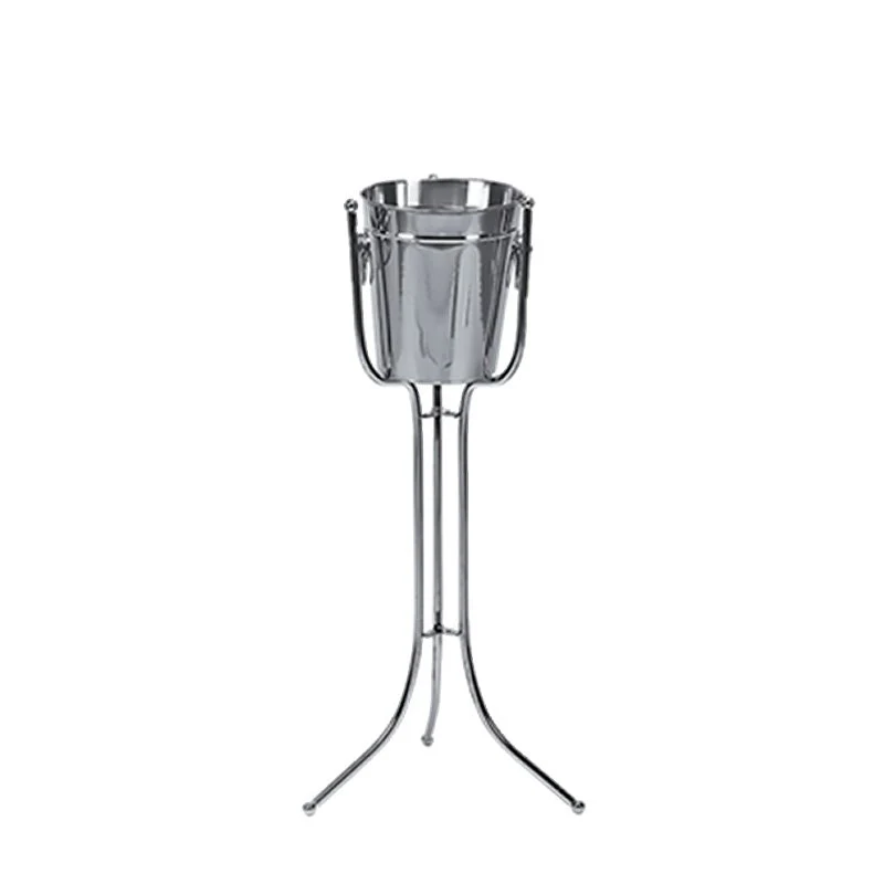 Ø 24 x H 76 cm - Colonna Porta Secchiello In Acciaio Inox